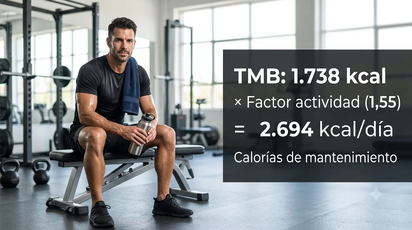 ejemplo de cómo calcular las calorías de mantenimiento con la fórmula y el factor de actividad